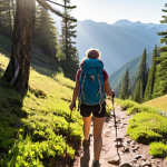 **Image Prompt:** A person hiking a scenic mountain trail, sunlight streaming through the trees, backpack on, with a determined but joyful expression, symbolizing intrinsic motivation and setting meaningful goals, bright and inspiring.